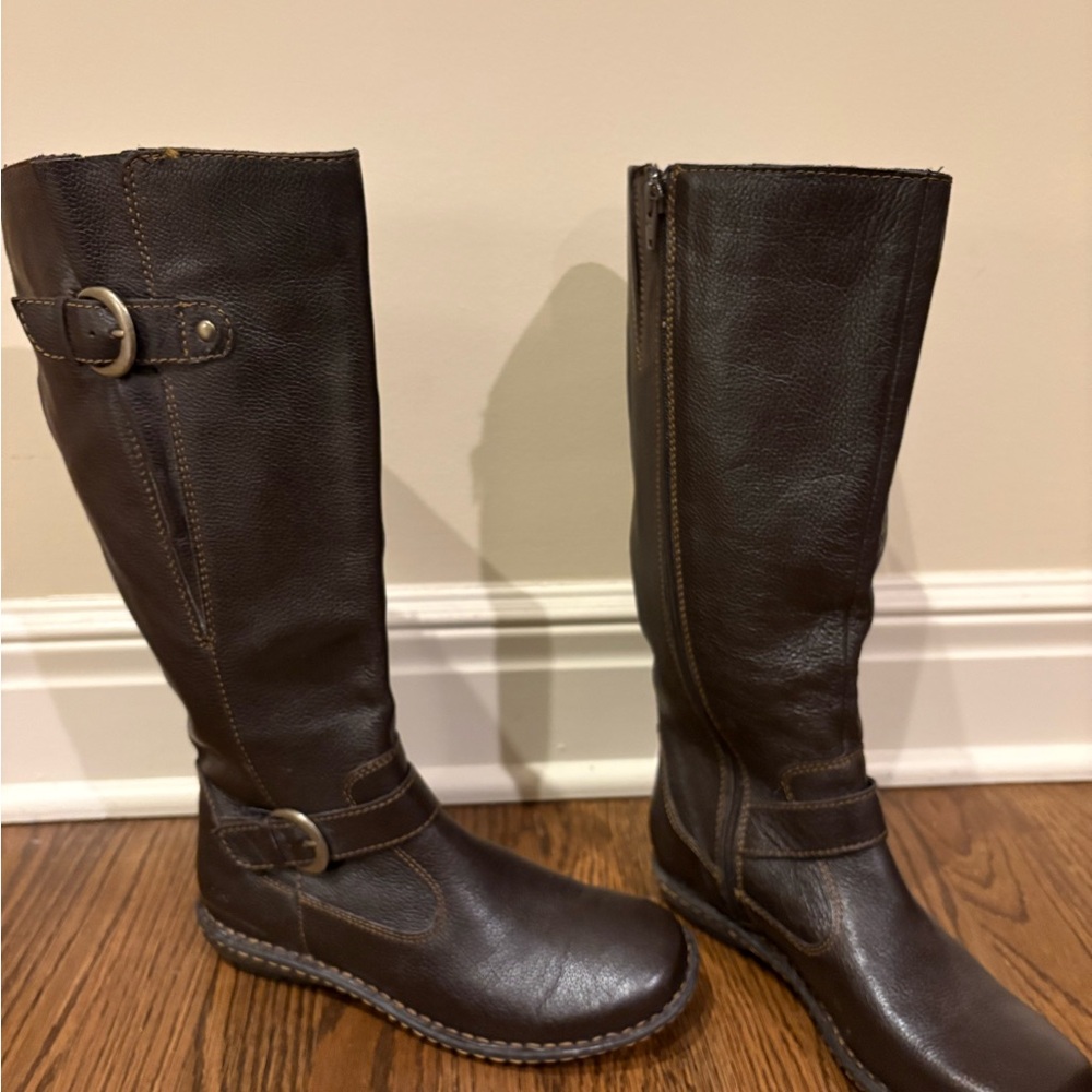 New Born Concept Dark Brown Leather Buckle Boots